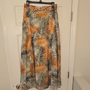 Elegant Tropical Leaf Print Maxi Skirt